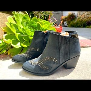Leather Suede Studded Black Ankle Booties Lucky Brand Maiaa